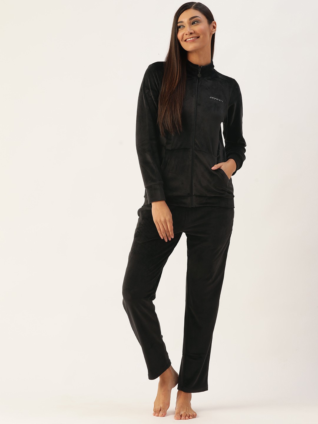 

MADAME M SECRET Women Black Solid Night suit