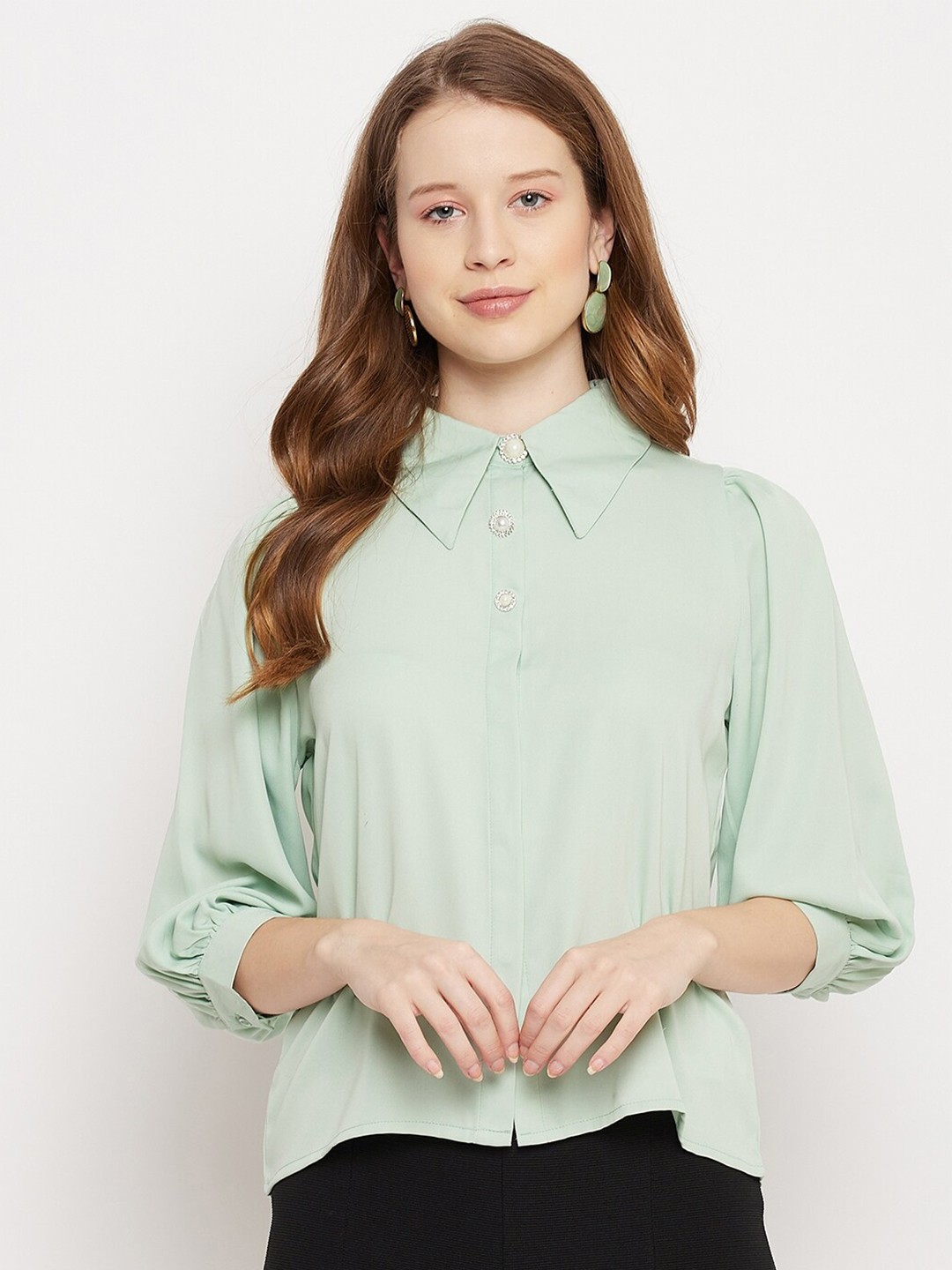 

Madame Women Green Casual Shirt