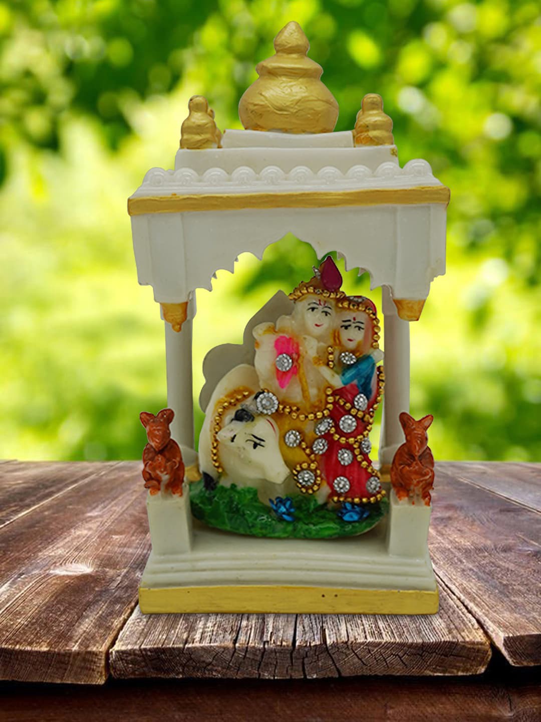 

Gallery99 White & Gold-Coloured Lord Krishna Idol Makhan Chor God Figurines