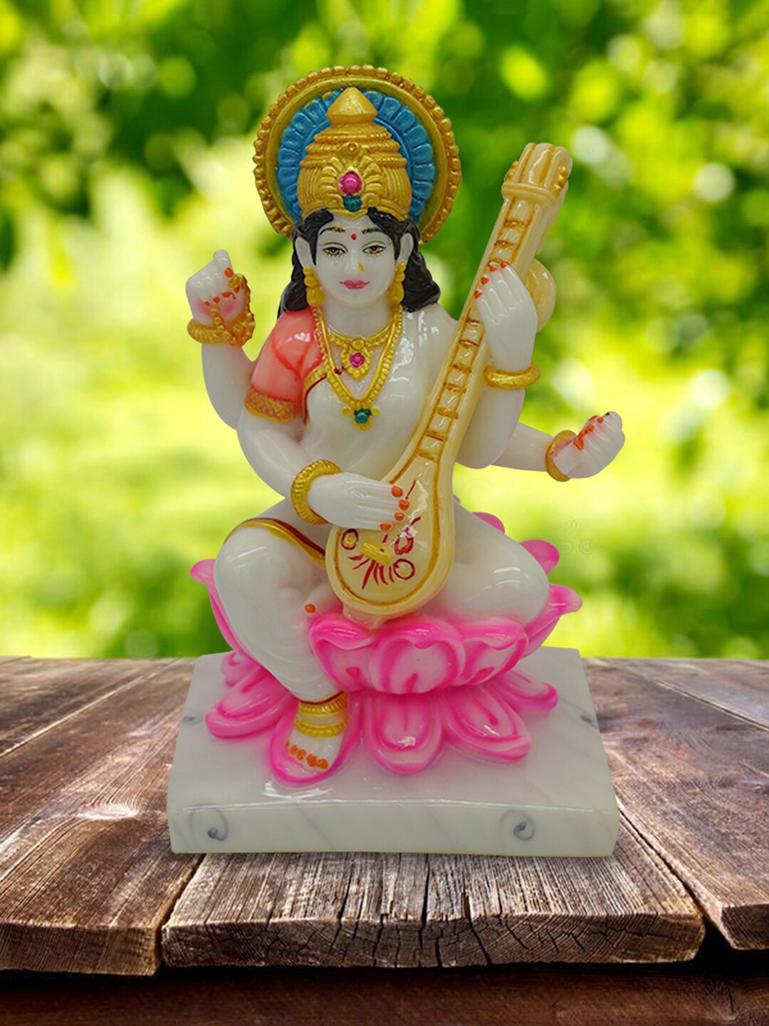 

Gallery99 White & Pink Goddess Mata Sarasvati Showpieces