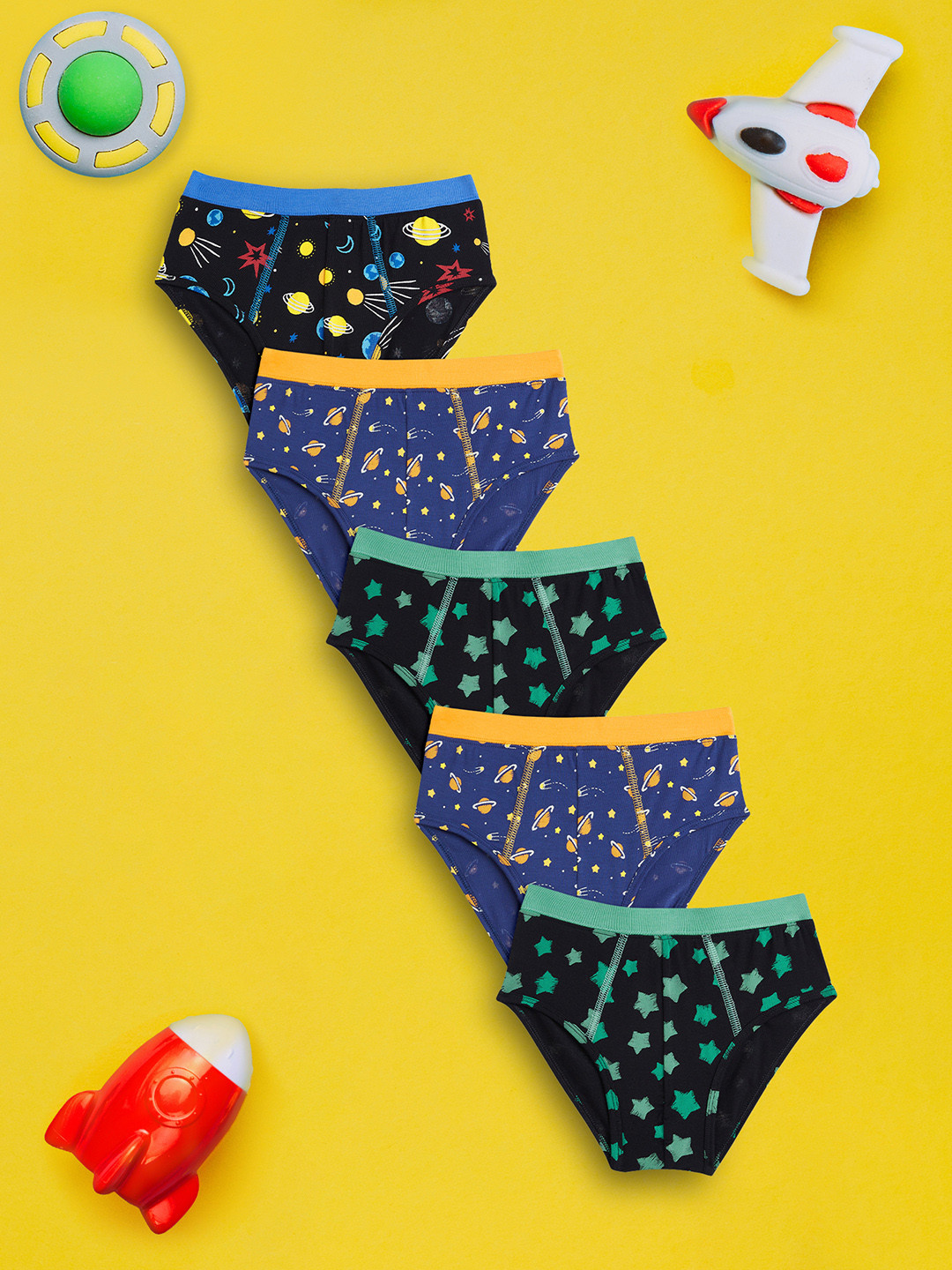 

XY Life Pack Of 5 Boys Printed Astro Starry Intellisoft Tencel Modal Briefs, Black