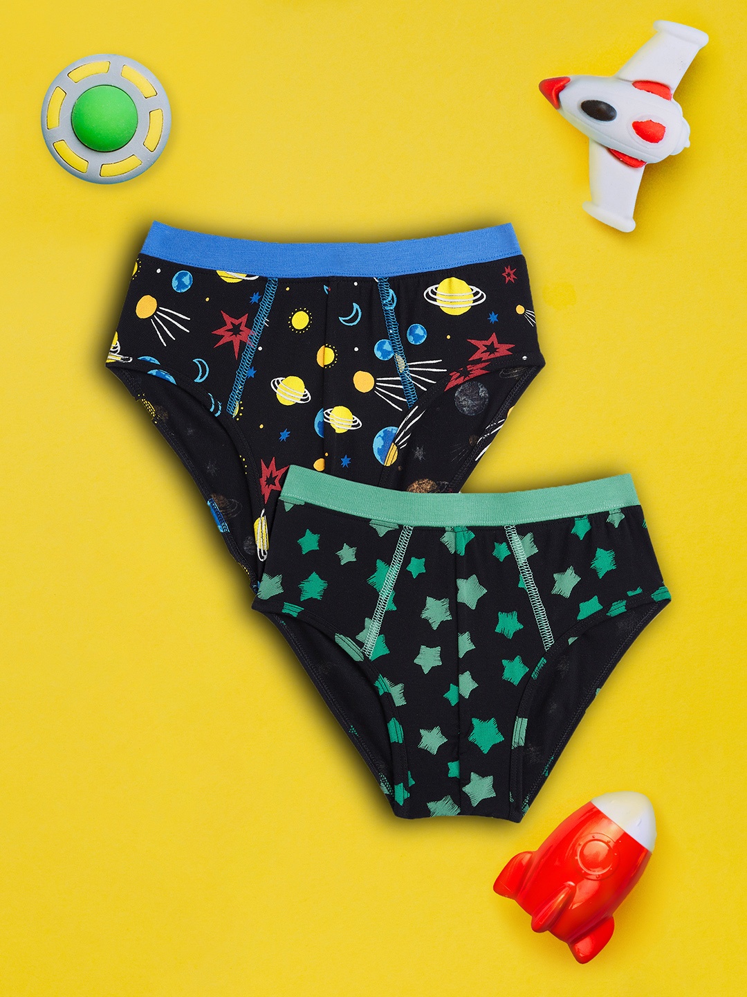 

XY Life Boys Pack Of 2 Printed Astro Starry Intellisoft Tencel Modal Briefs, Black