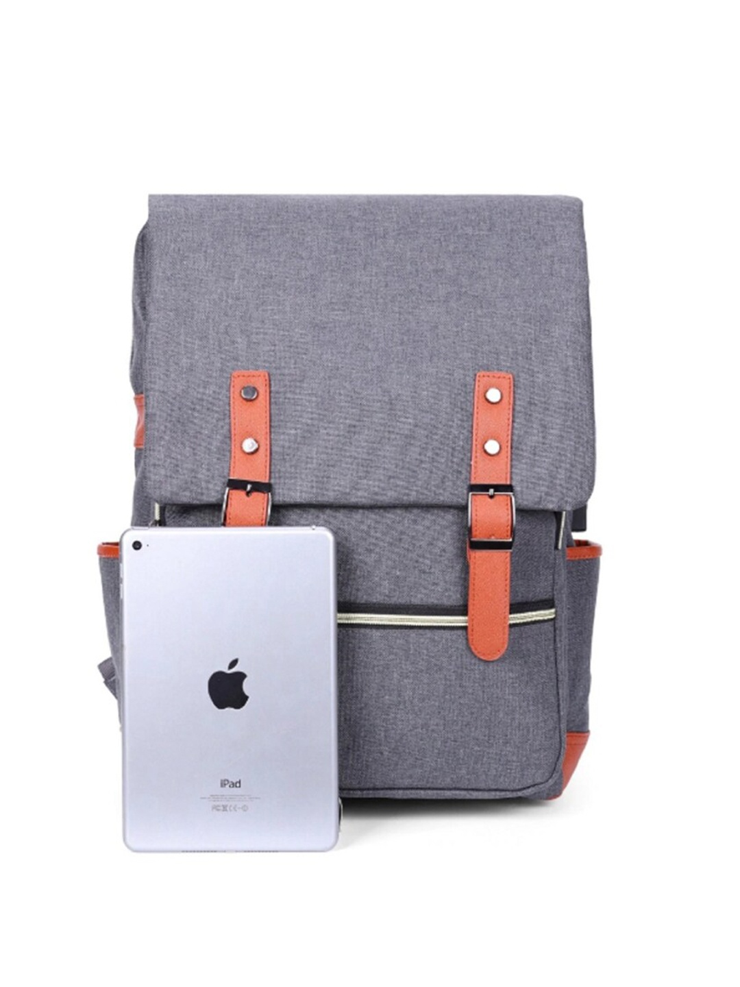

CONTACTS Unisex Grey & Brown Laptop Bag