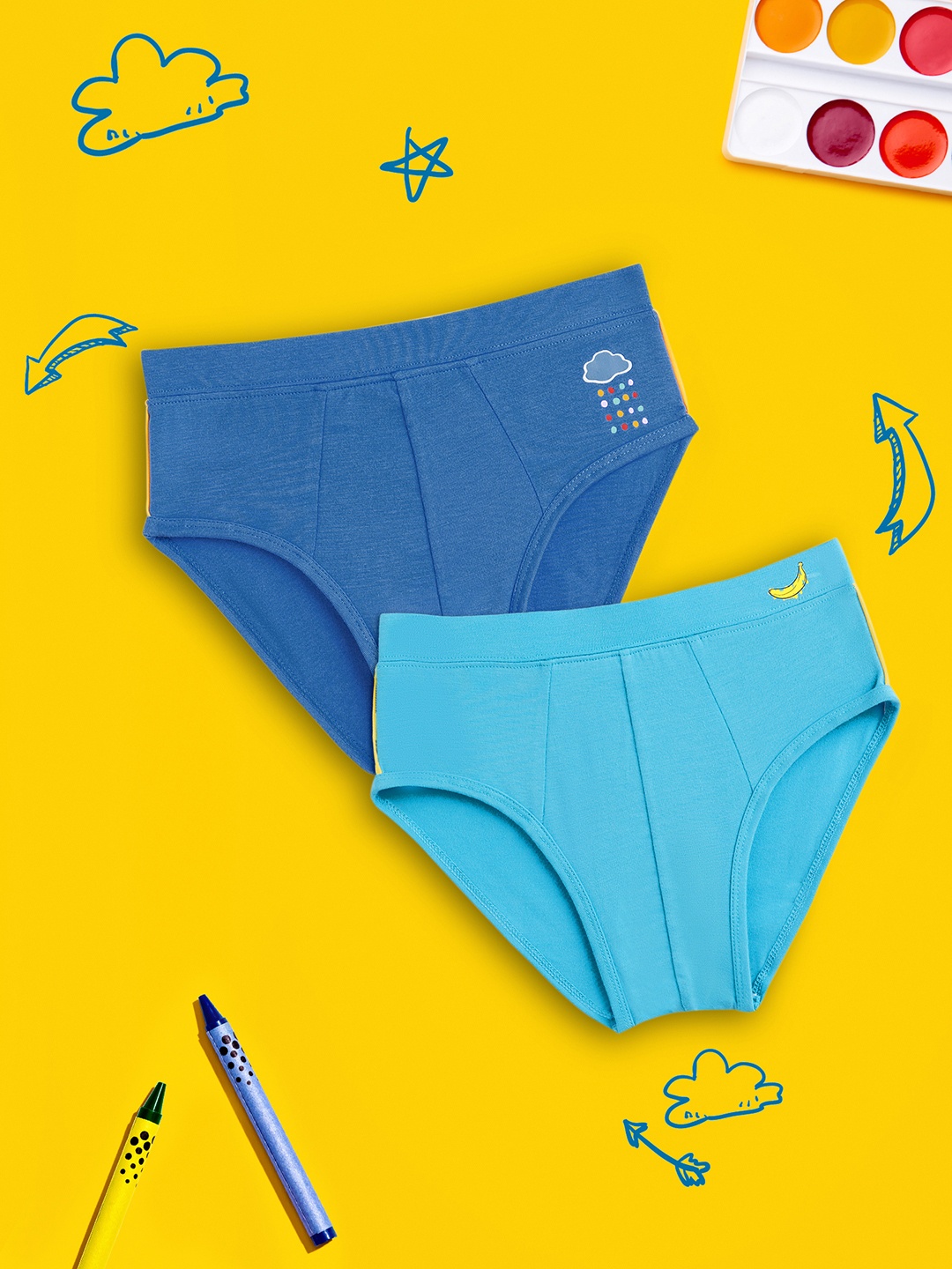 

XY Life Boys Pack Of 2 Scribbles InellSoft Tencel Modal Briefs, Blue