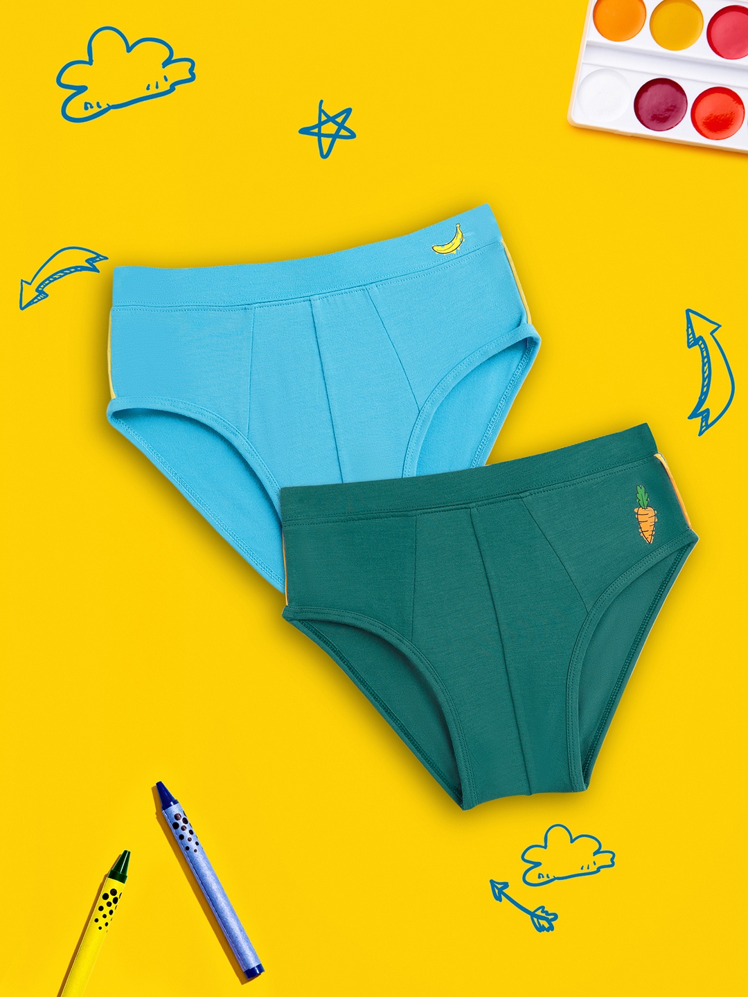 

XY Life Boys Pack Of 2 Scribbles InellSoft Tencel Modal Briefs, Blue