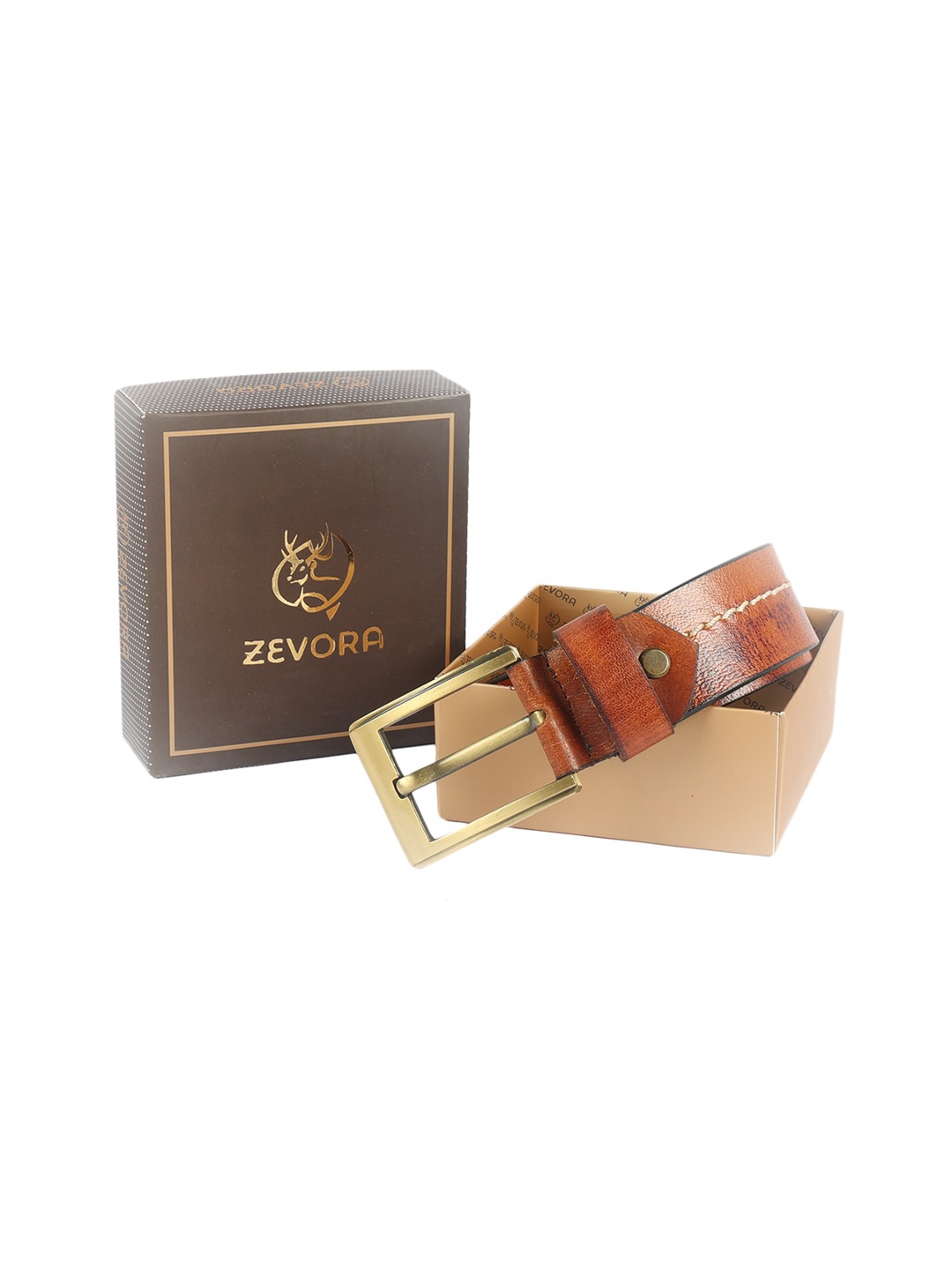 

ZEVORA Men Brown Leather Belt