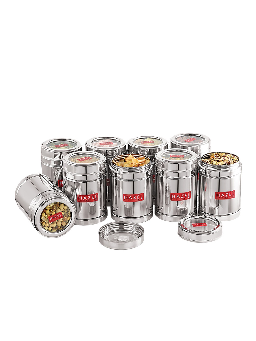 

HAZEL Silver-Toned Steel Tea Container with Transparent Lid