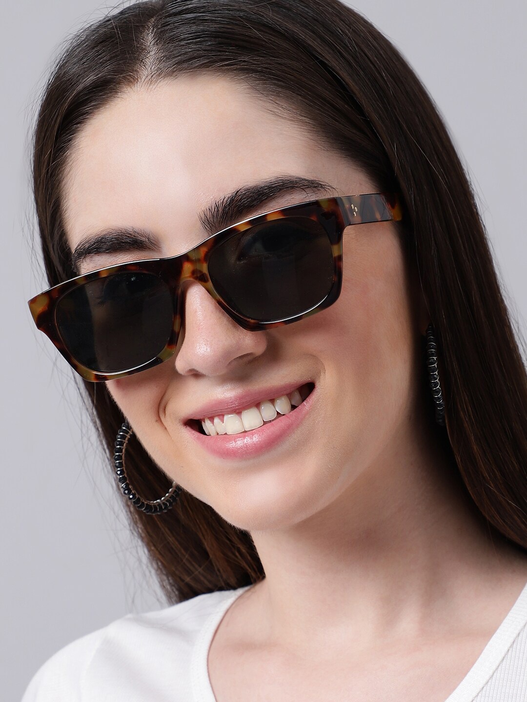 

QUIRKY Unisex Black Lens & Brown Square Sunglasses with UV Protected Lens QKY018D
