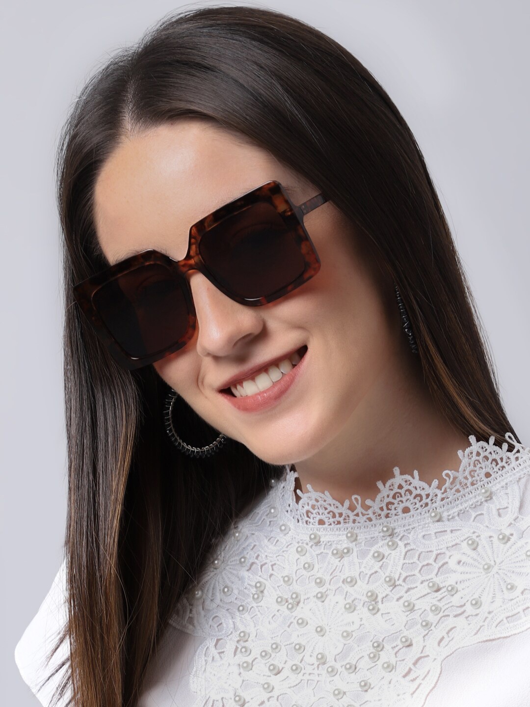 

QUIRKY Unisex Brown Lens & Brown Square Sunglasses with UV Protected Lens