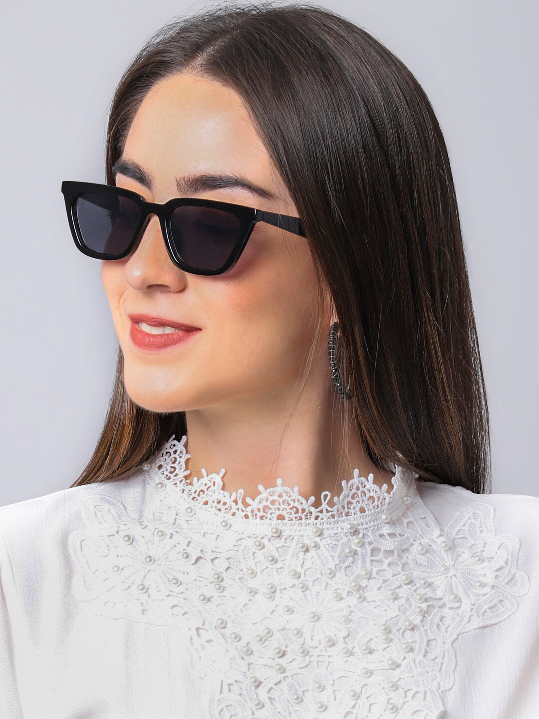 

QUIRKY Unisex Blue Lens & Black Square Sunglasses with UV Protected Lens