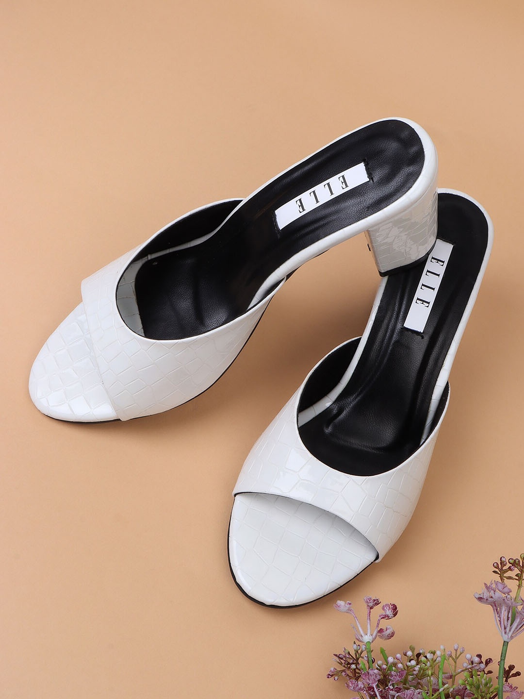 

ELLE Women White Block mules