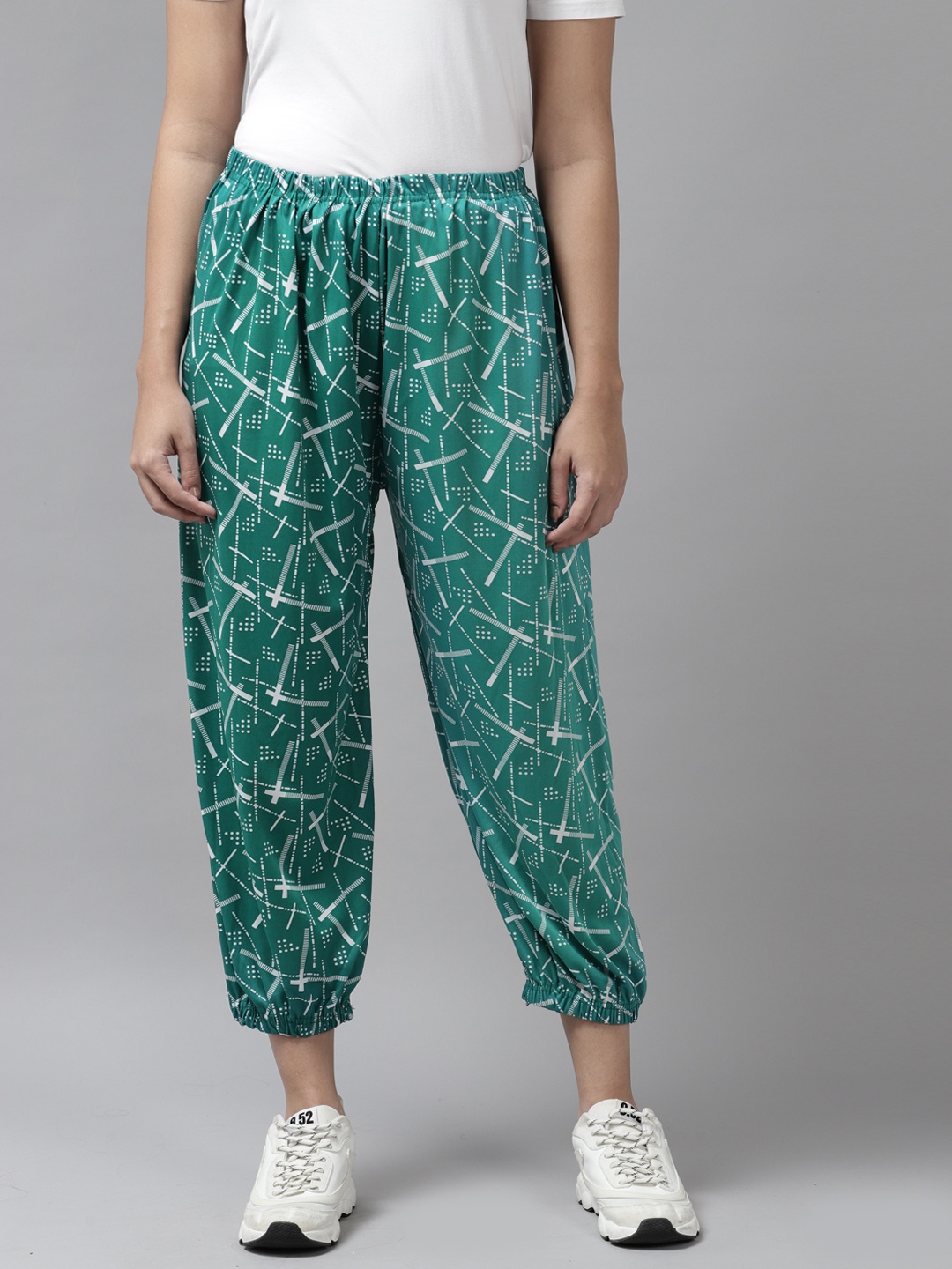 

Aarika Women Green Printed Cotton Joggers