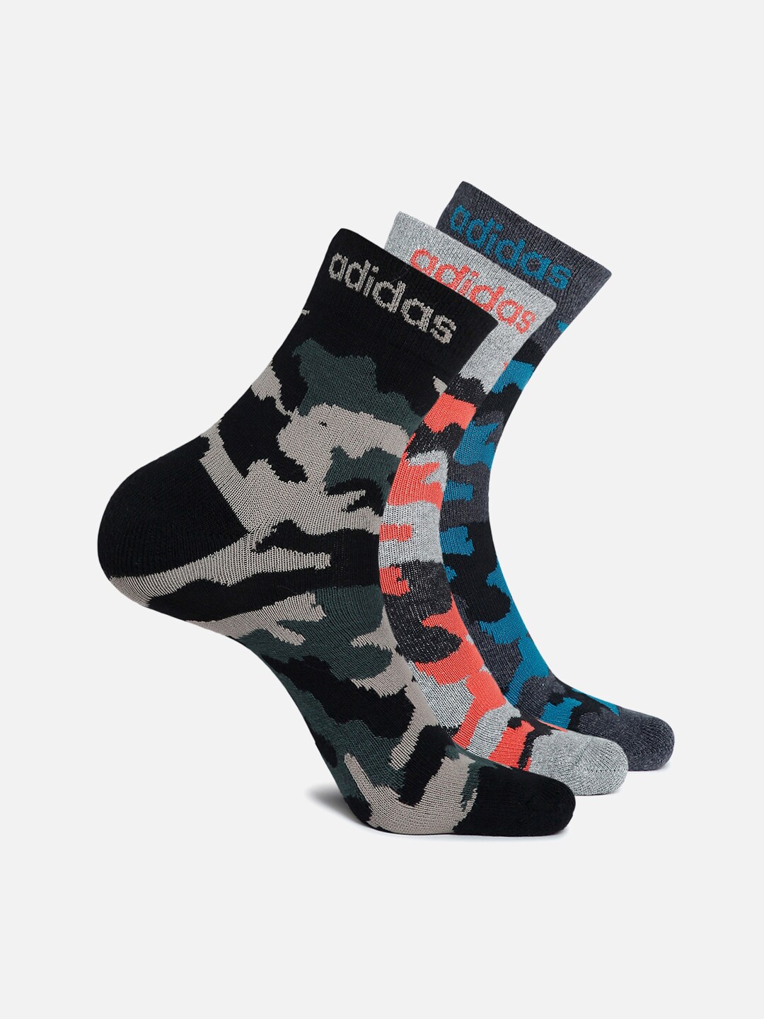 

ADIDAS Men Pack Of 3 Patterned Ankle-Length Socks, Black