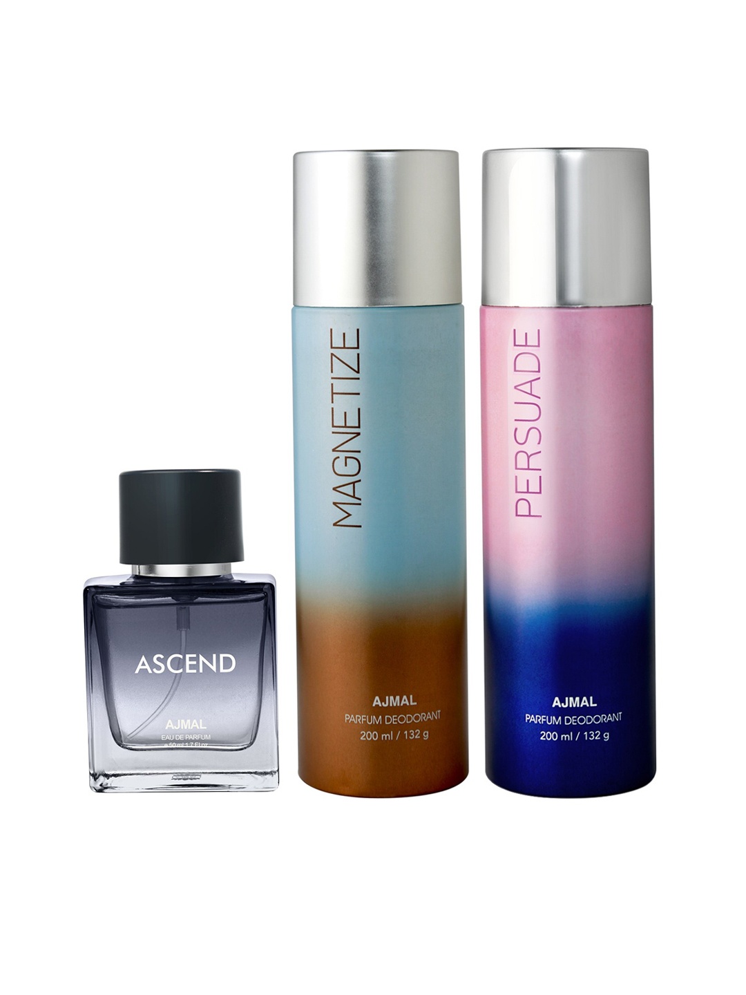 

Ajmal Ascend Eau de Parfum 50ml with Magnetize & Persuade Deodorant 200ml each, Black