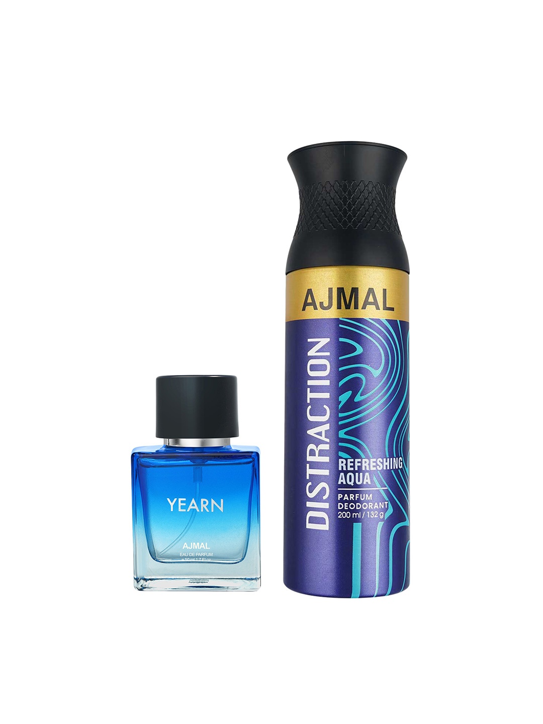 

Ajmal Set of Yearn Eau de Parfum 50ml & Distraction Deodorant 200ml, Blue