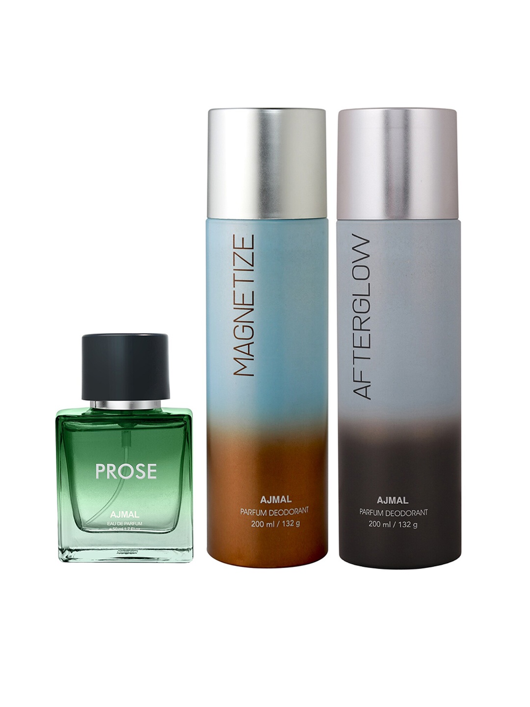 

Ajmal Prose Eau de Parfum 50ml with Magnetize & AfterGlow Deodorant 200ml each, Green