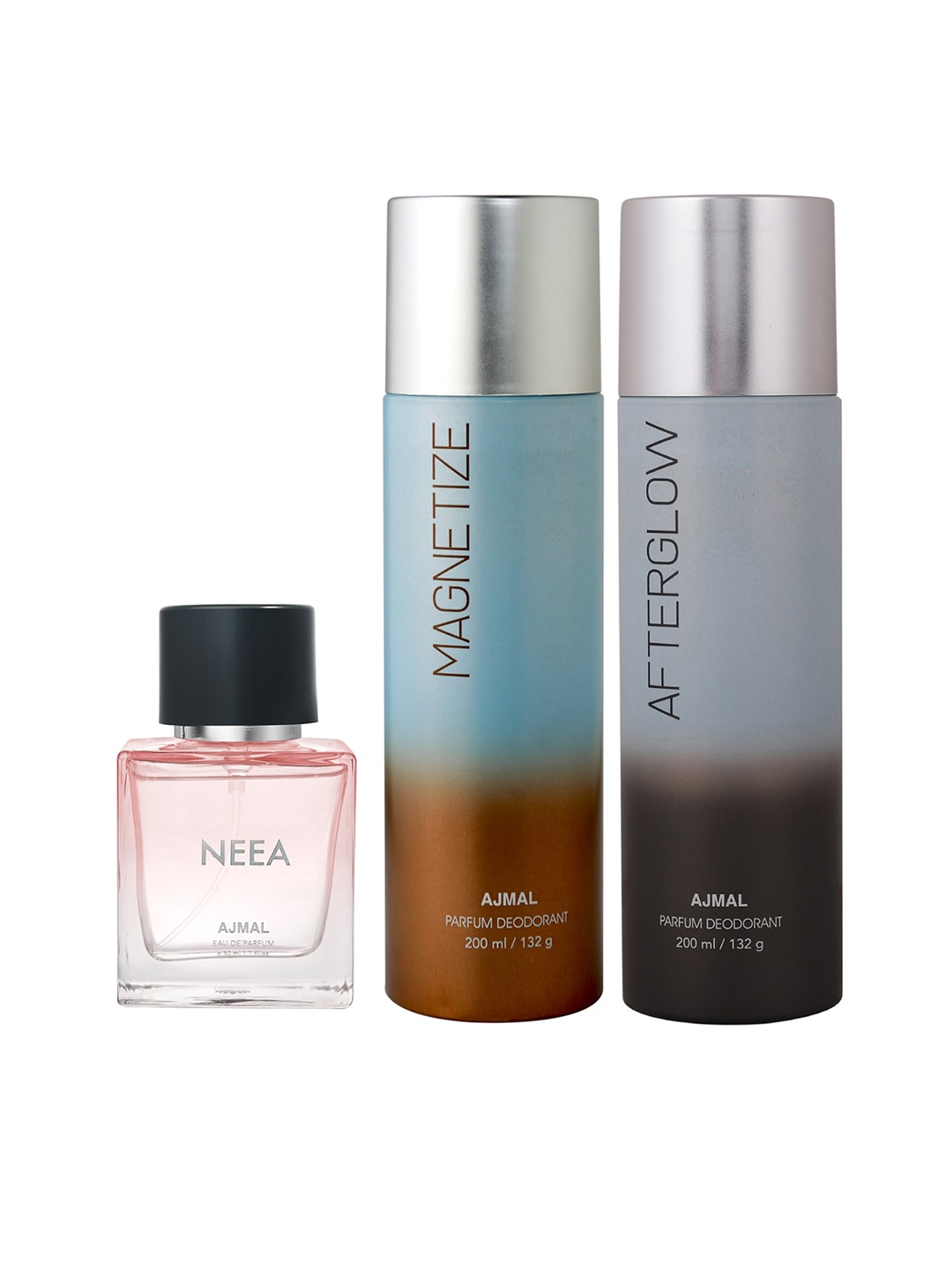 

Ajmal Neea Eau de Parfum 50ml with Magnetize & AfterGlow Deodorant 200ml each, Pink