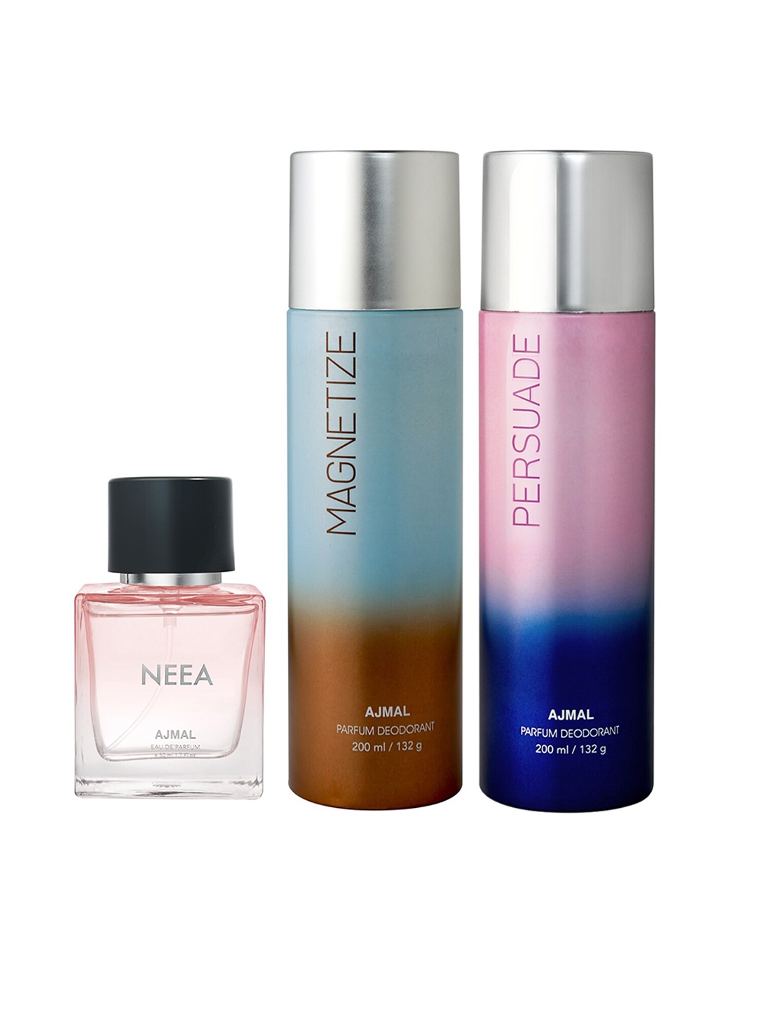 

Ajmal Neea Eau de Parfum 50ml with Magnetize & Persuade Deodorant 200ml each, Pink