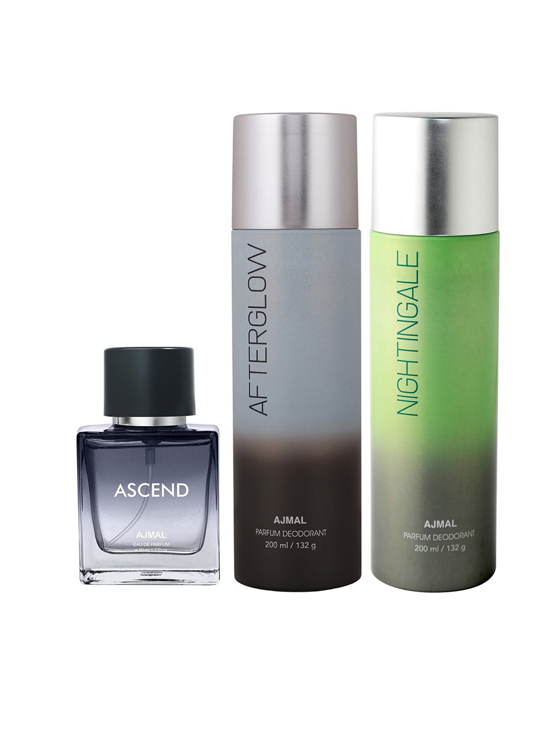 

Ajmal Set Of 3 Afterglow Nightingale Ascend Perfume Deodorants, Black