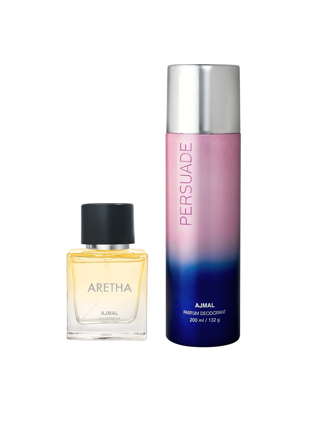

Ajmal Unisex Set Of 2 Persuade Deodorant With Aretha EDP, Yellow