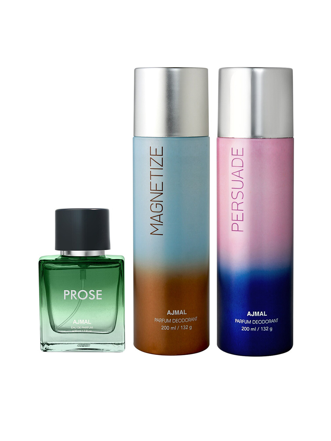 

Ajmal Prose Eau de Parfum 50ml with Nightingale & Persuade Deodorant 200ml each, Green