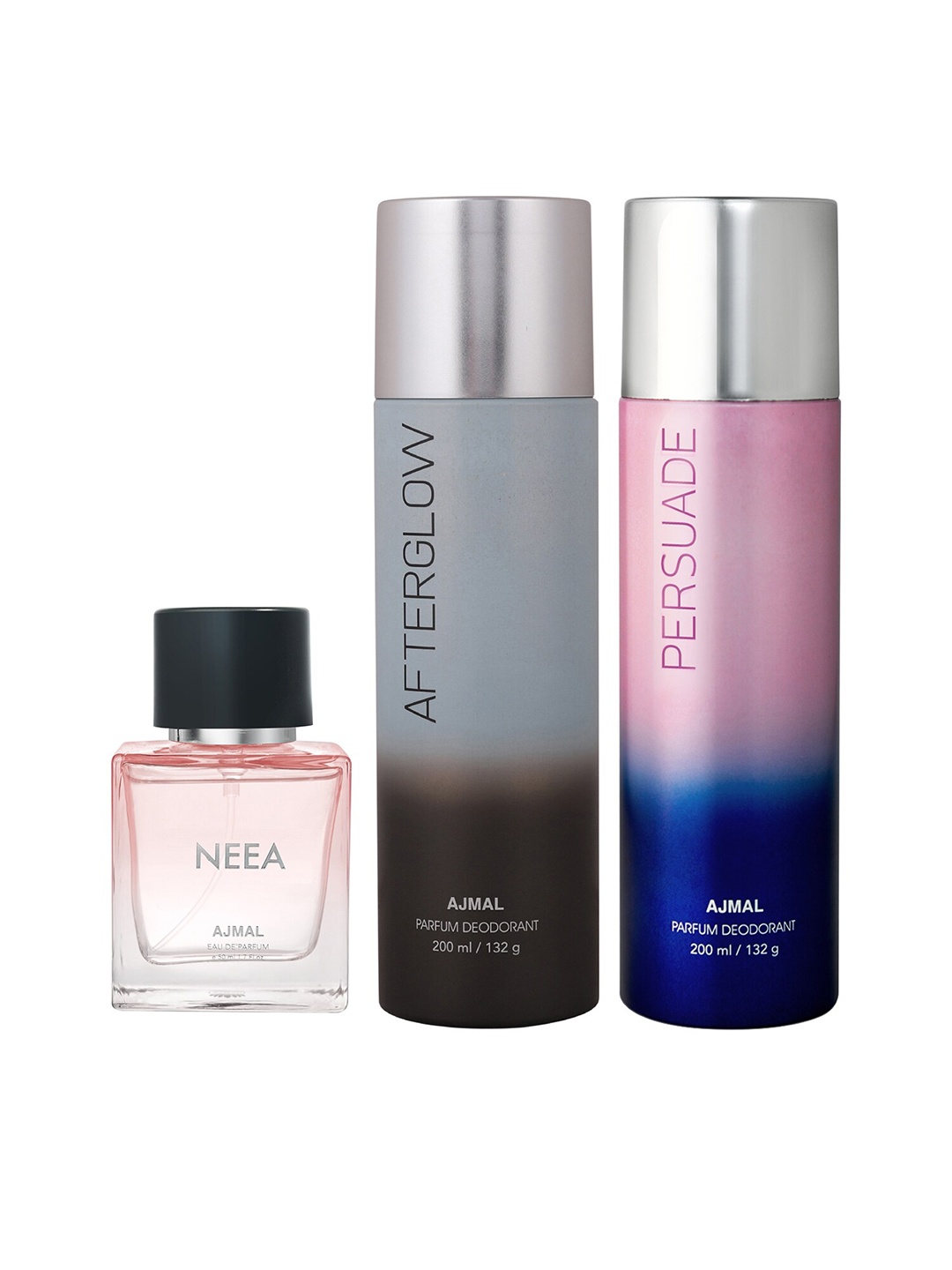 

Ajmal Neea Eau de Parfum 50ml with Persuade & AfterGlow Deodorant 200ml each, Pink