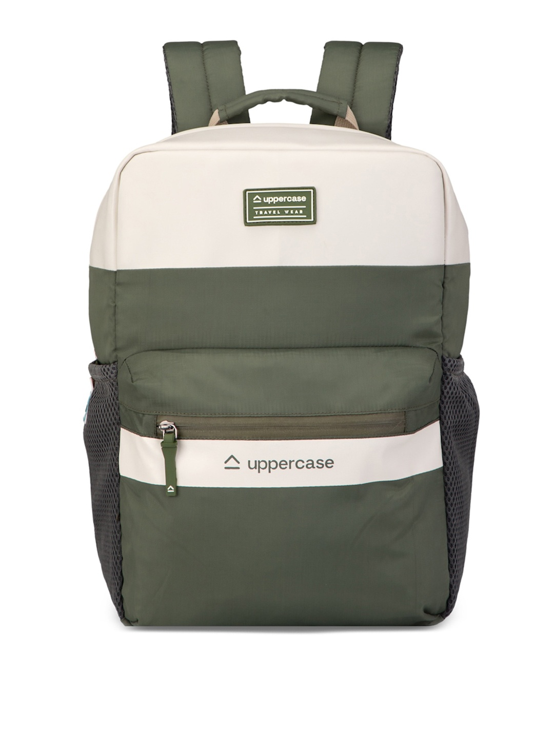 

uppercase Unisex Green & Off White Colourblocked Laptop Backpack