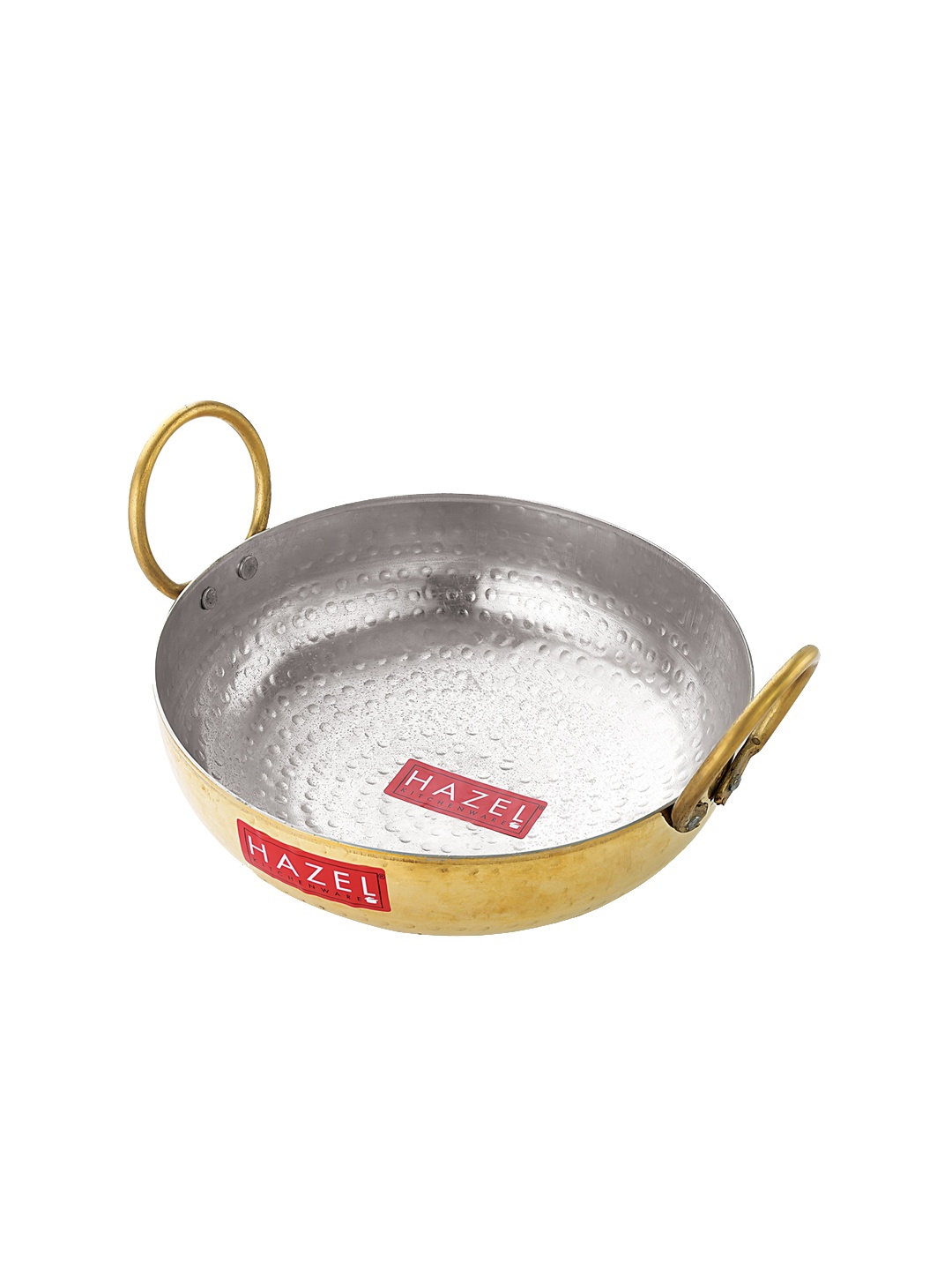 

HAZEL Gold Coloured Solid Brass Kadhai With Tin Coating Hammered Kadai