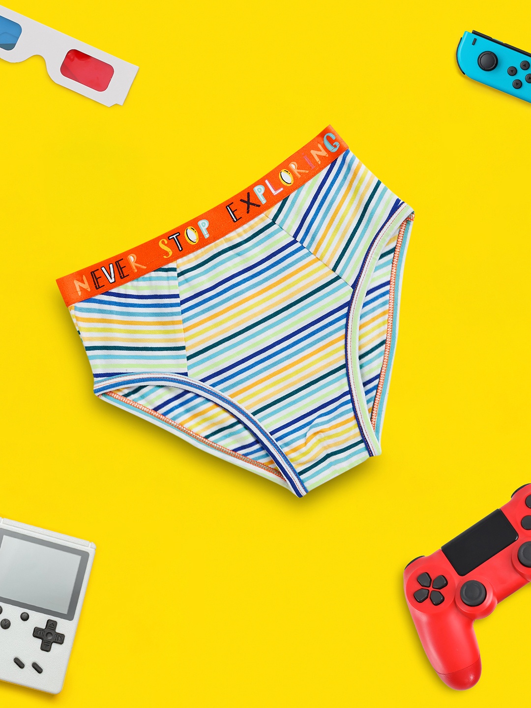 

XY Life Boys Orange Striped Arcade IntelliSoft Tencel Modal Briefs