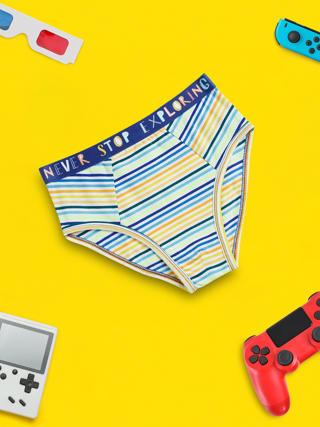 

XY Life Boys Blue & Yellow Striped Arcade IntelliSoft Tencel Modal Briefs