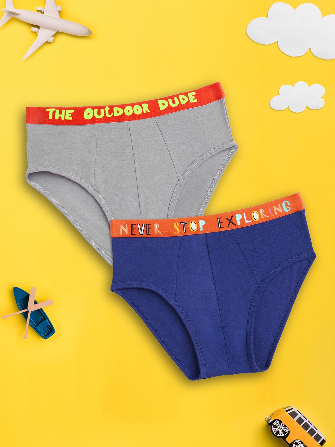 

XY Life Boys Pack of 2 Grey & Blue Playmate IntelliSoft Tencel Modal Briefs