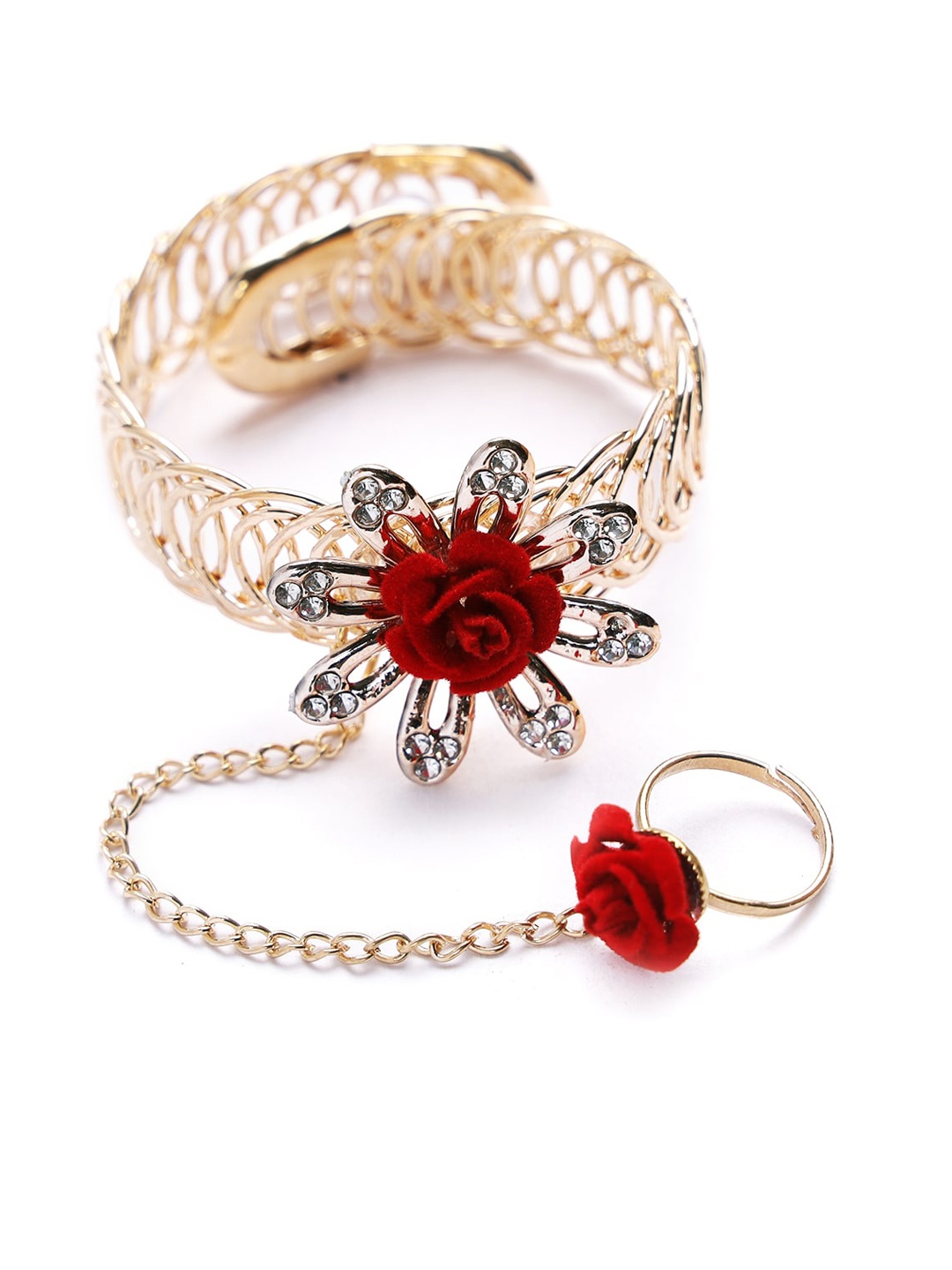 

Aapno Rajasthan Unisex Red & Gold Flower Design Rakhi