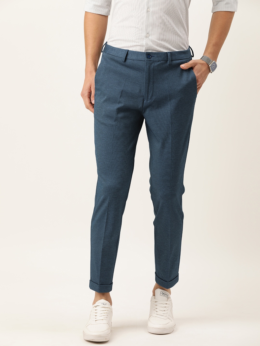 

Peter England Men Blue Slim Fit Trousers