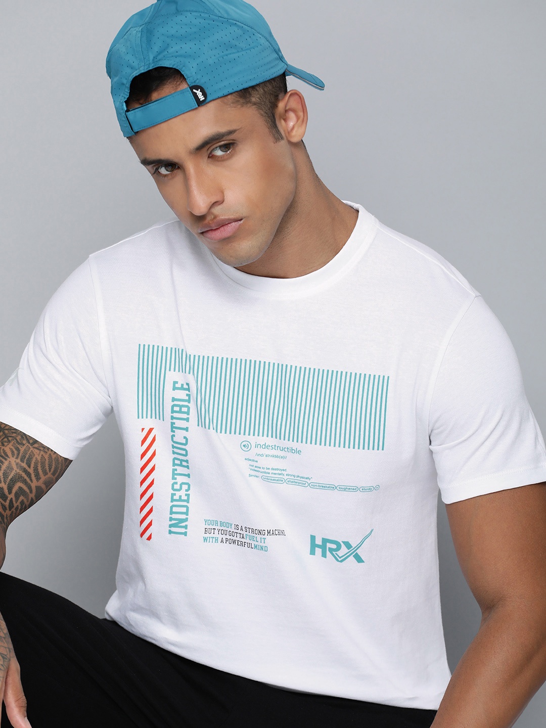 

HRX by Hrithik Roshan Men White Typography Printed Pure Cotton T-shirt