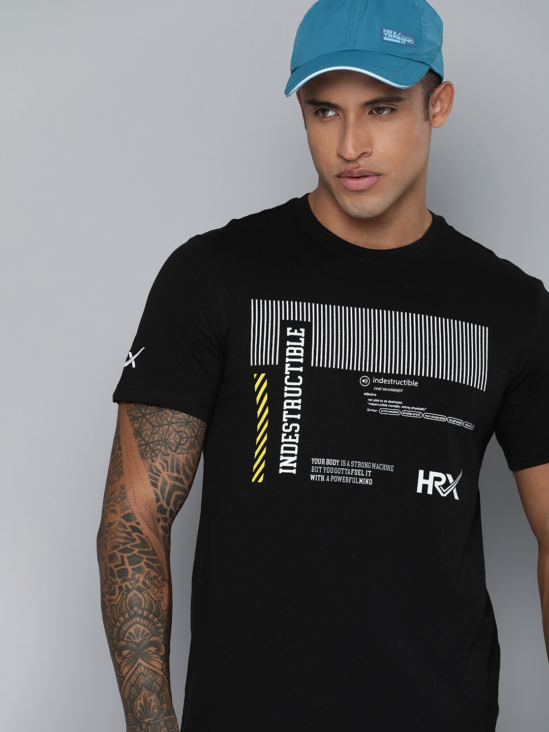 

HRX by Hrithik Roshan Men Black Printed Pure Cotton T-shirt