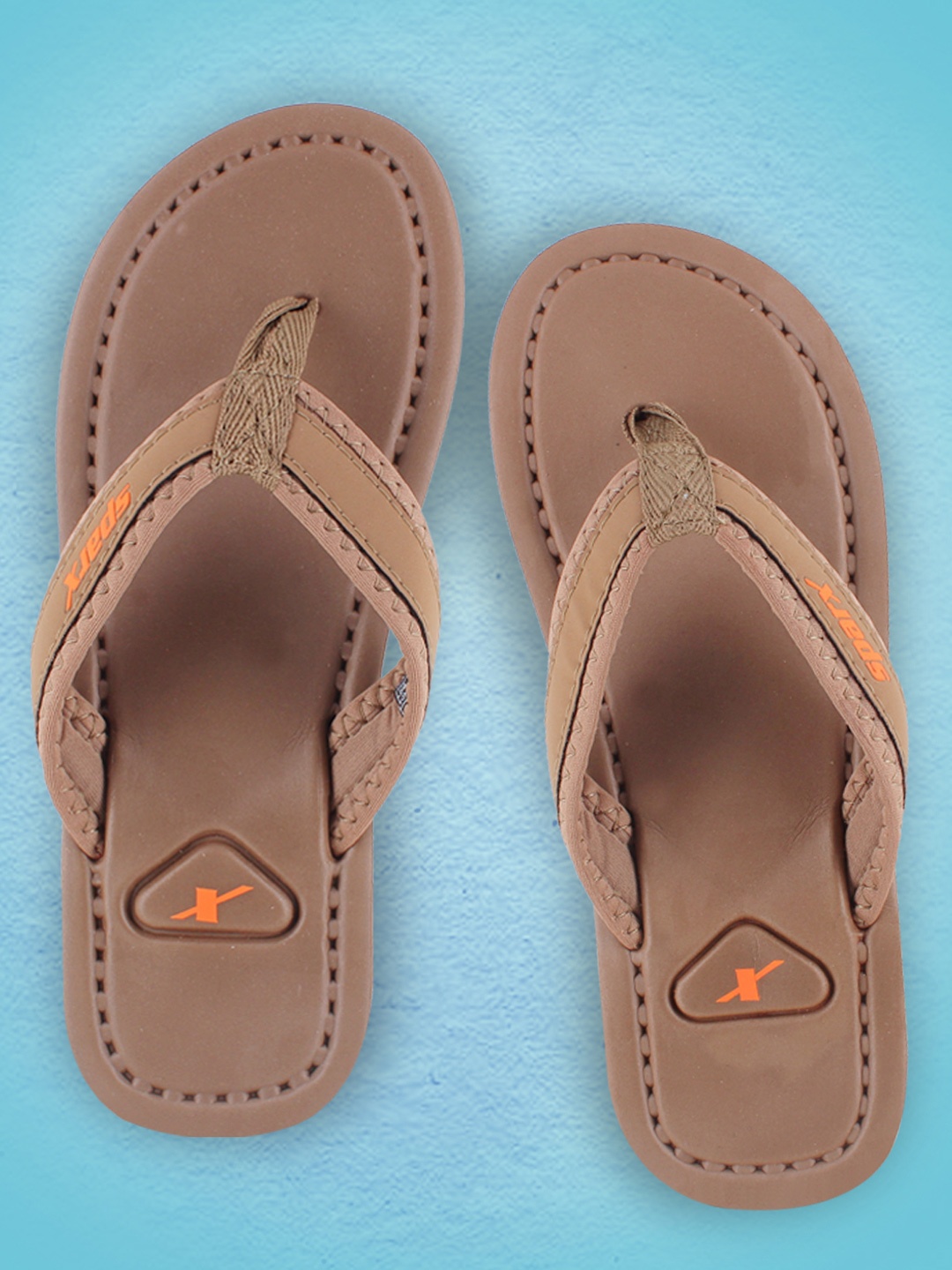

Sparx Men Brown & Orange Printed Thong Flip-Flops