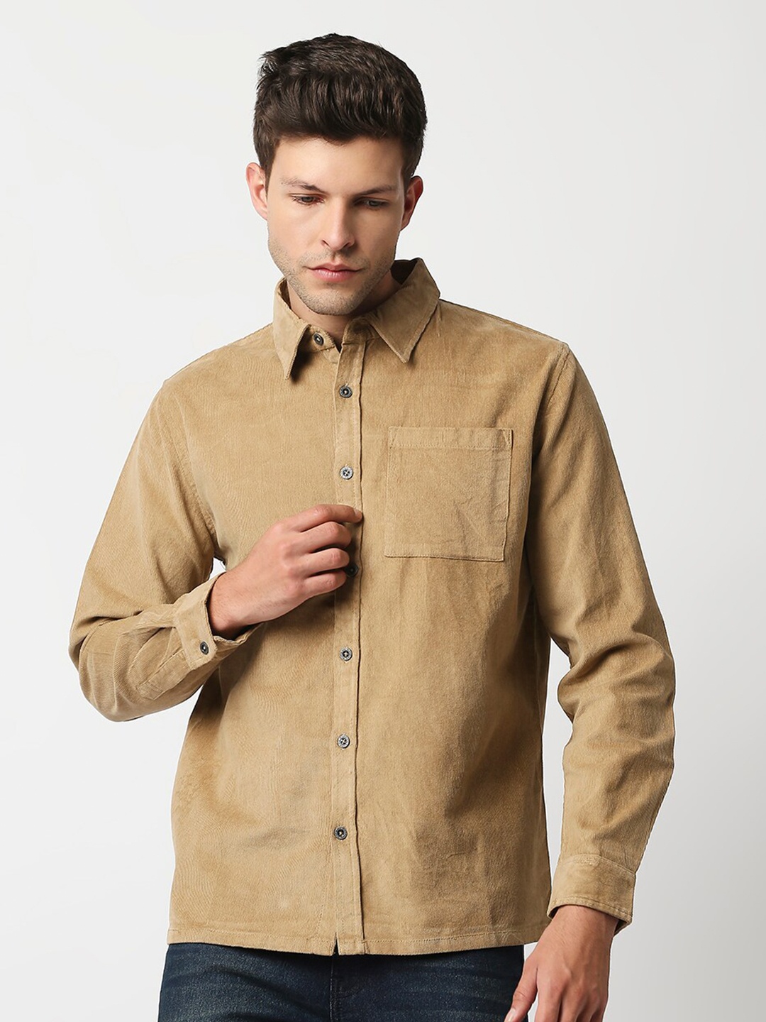 

Blamblack Men Beige Slim Fit Casual Shirt