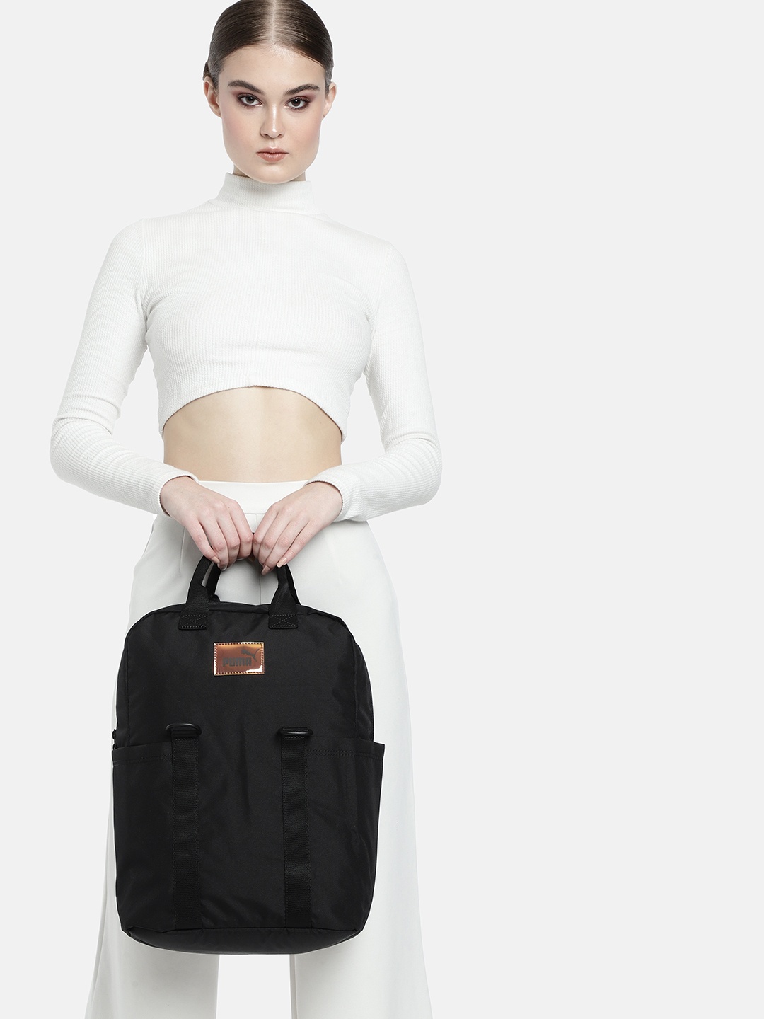 

Puma Women Black Solid Applique Core College Backpack