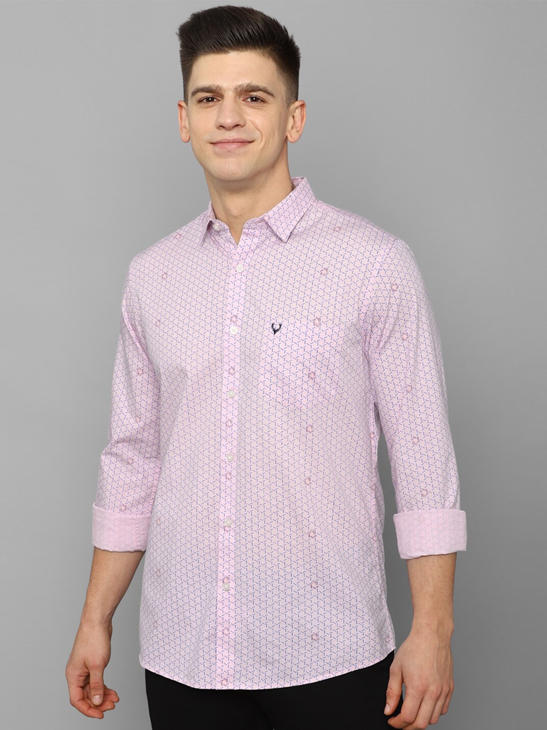 

Allen Solly Men Pink Slim Fit Printed Cotton Casual Shirt