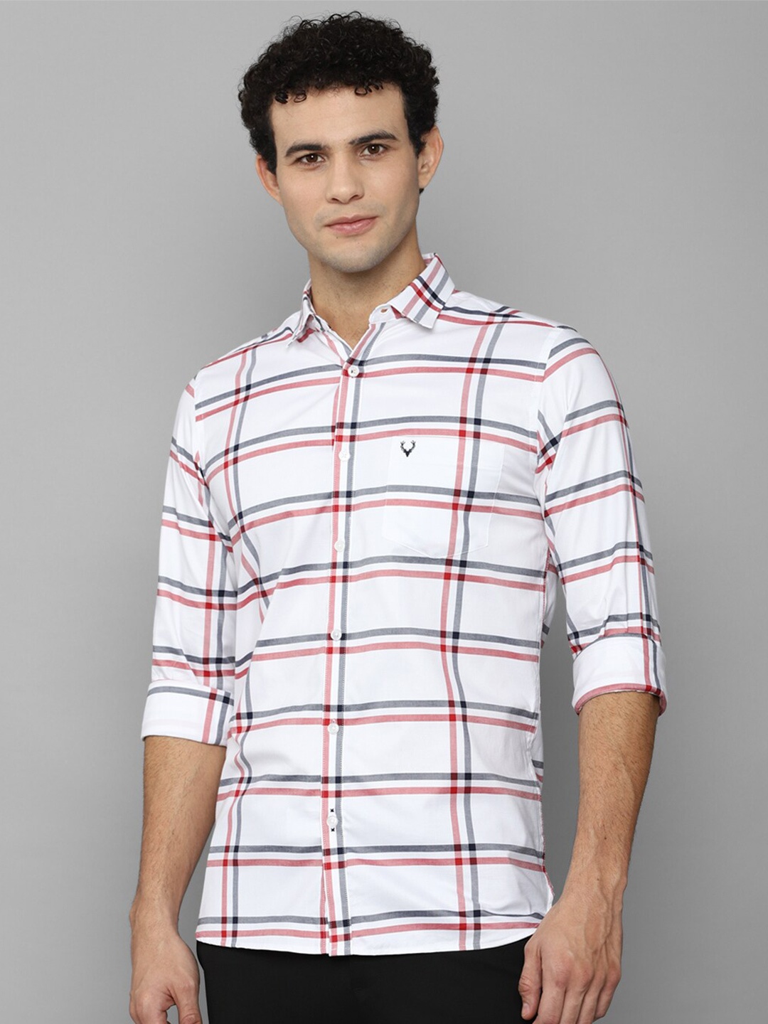 

Allen Solly Men White Windowpane Checked Cotton Slim Fit Casual Shirt