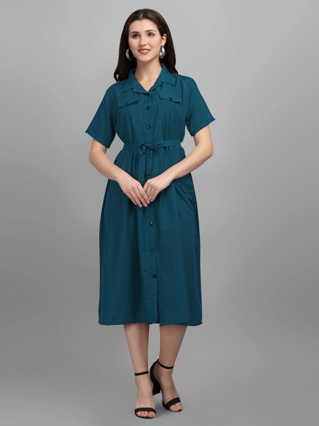 

GUFRINA Women Green Solid Shirt Dress