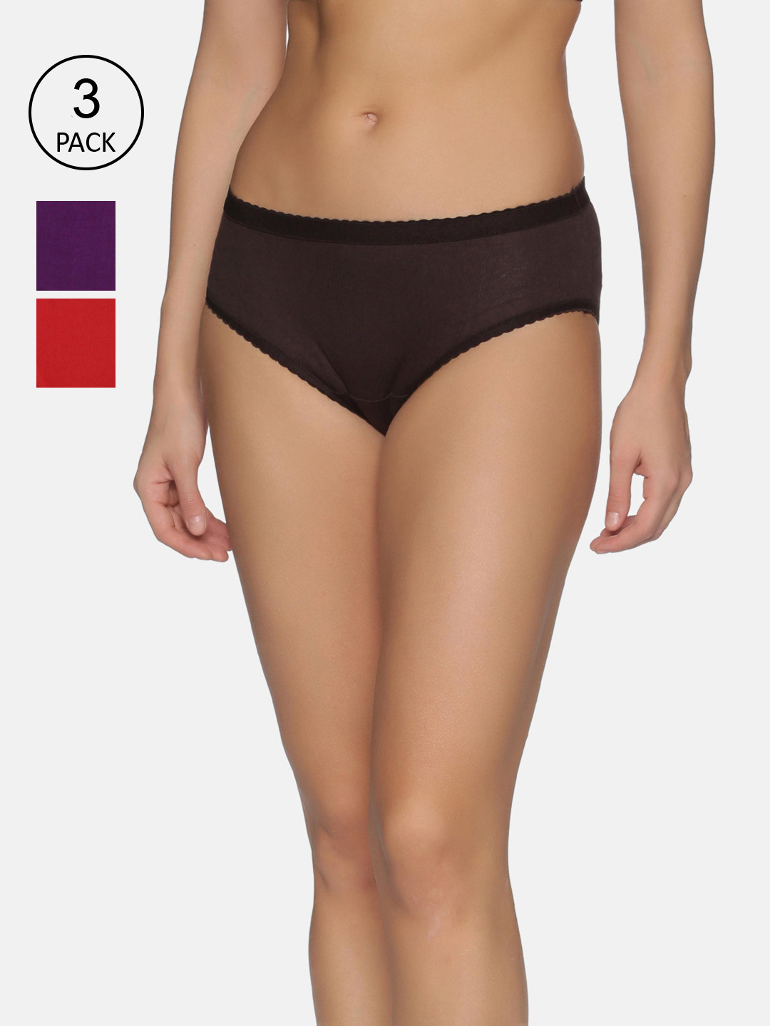 

NOT YET by us Women Pack of 3 Assorted Cotton Hipster Briefs