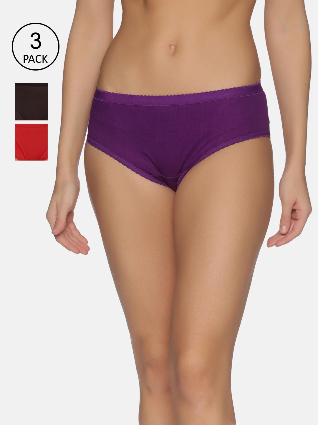 

NOT YET by us Women Pack of 3 Assorted Cotton Hipster Briefs