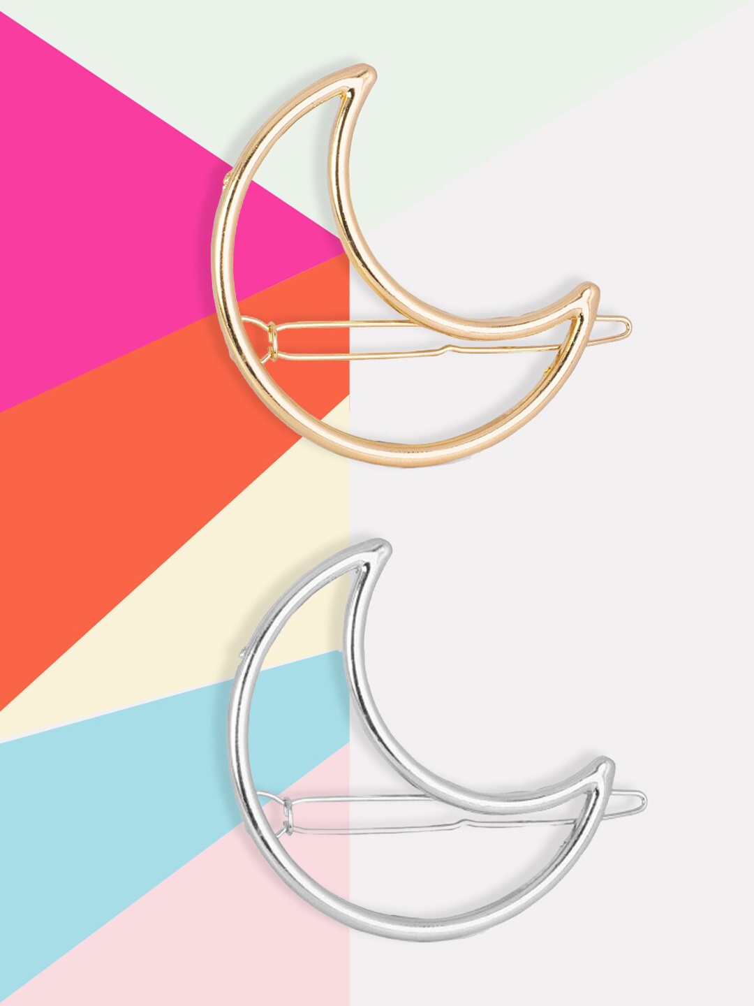 

OOMPH Women Gold-Toned & Silver-Toned Set of 2 Bumpit Hair Pin