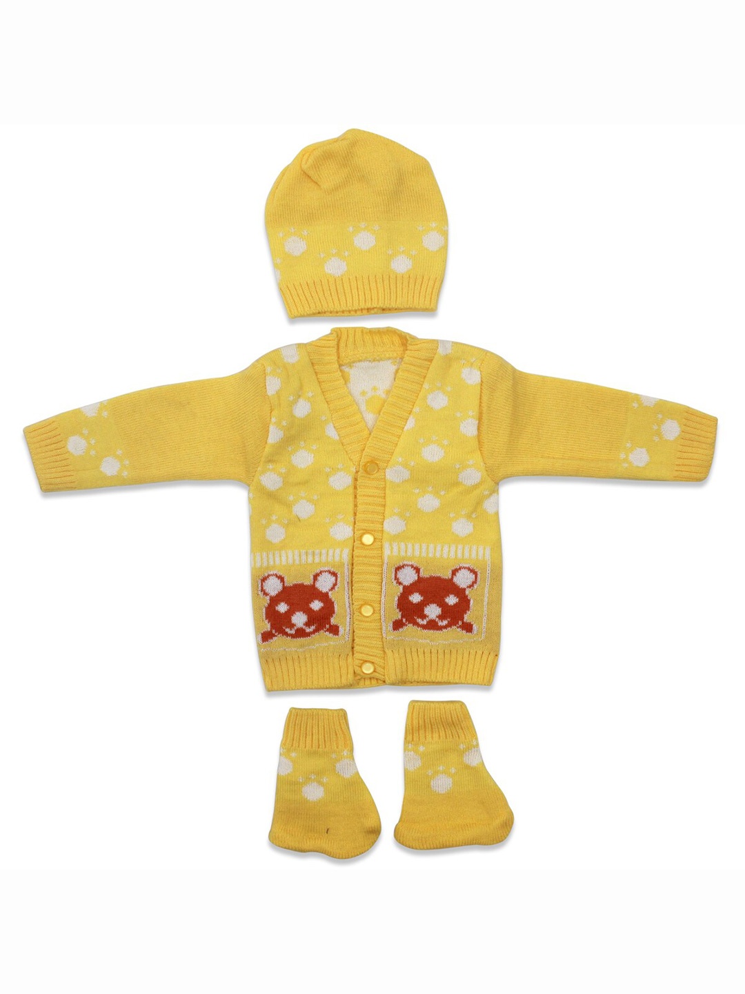 

Born Babies Unisex Kids Yellow & Red Printed Sweater Set
