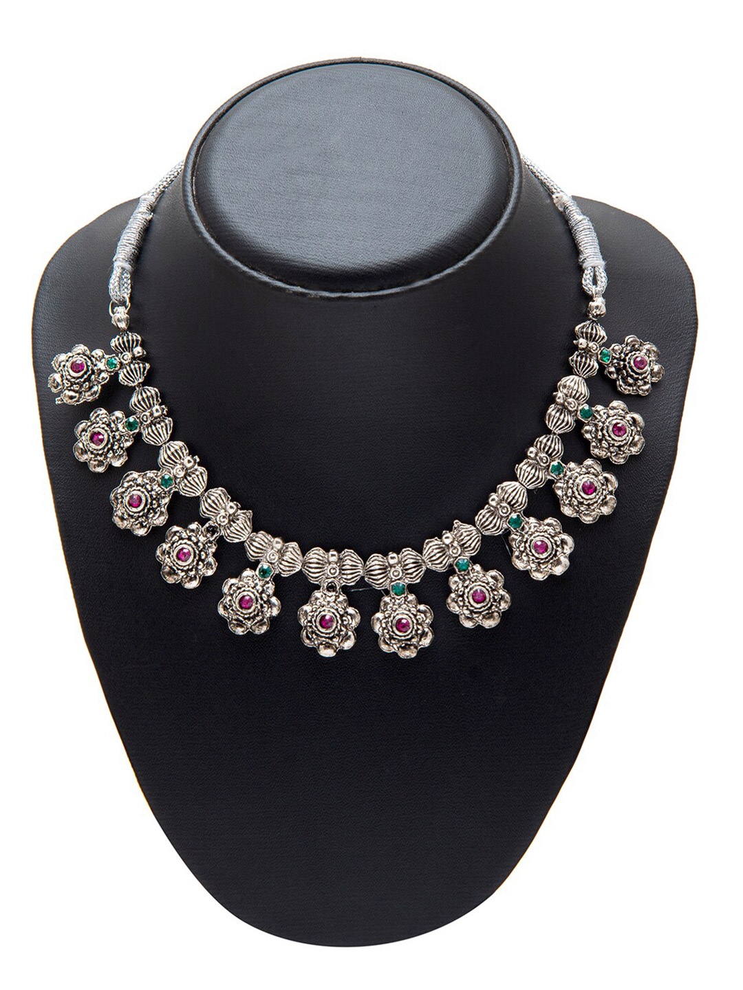 

Shining Jewel - By Shivansh Silver-Toned & Pink Silver-Plated Antique Necklace