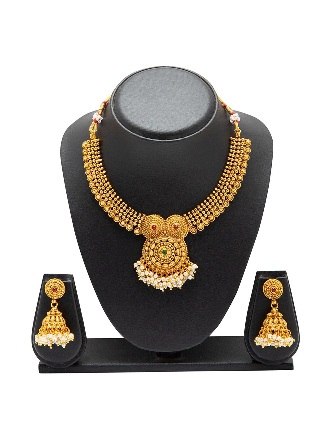 

Shining Jewel - By Shivansh Gold-Plated Antique Pearls Beaded Jewellery Set