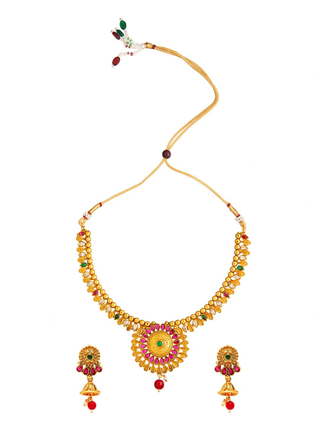 

Shining Jewel - By Shivansh Gold-Plated Antique Jewellery Set