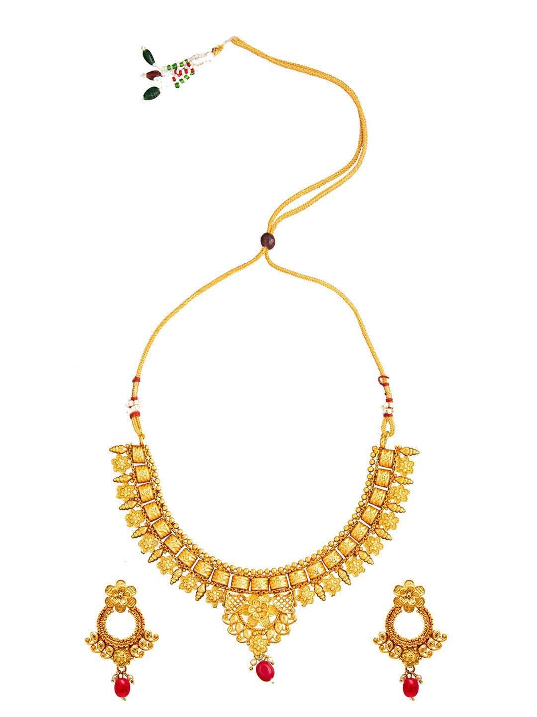 

Shining Jewel - By Shivansh Gold-Toned & Red Brass Gold-Plated Necklace