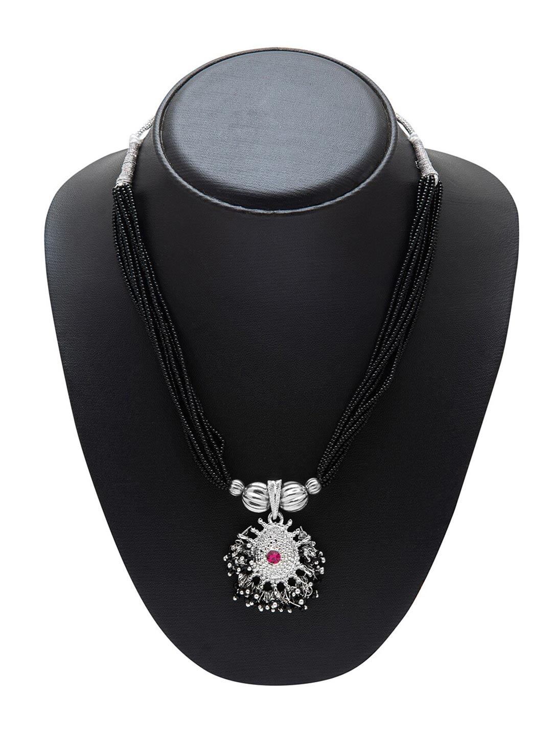 

Shining Jewel - By Shivansh Silver-Toned & Black Layered Necklace